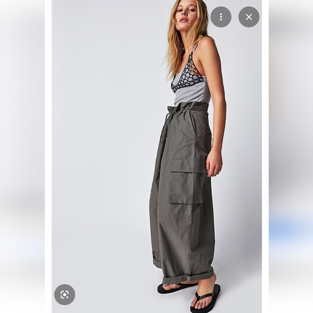 Free PEOPLE Hallie nylon parachute pants grey 17" Waist no Size Tag
